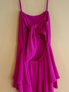 Fashion Nova Fuchsia Tie-Back Mini Dress